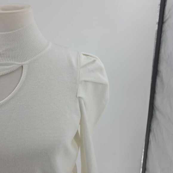 Elena Wang Womens Ivory Ribbed Knit Top S/P - Picture 5 of 10